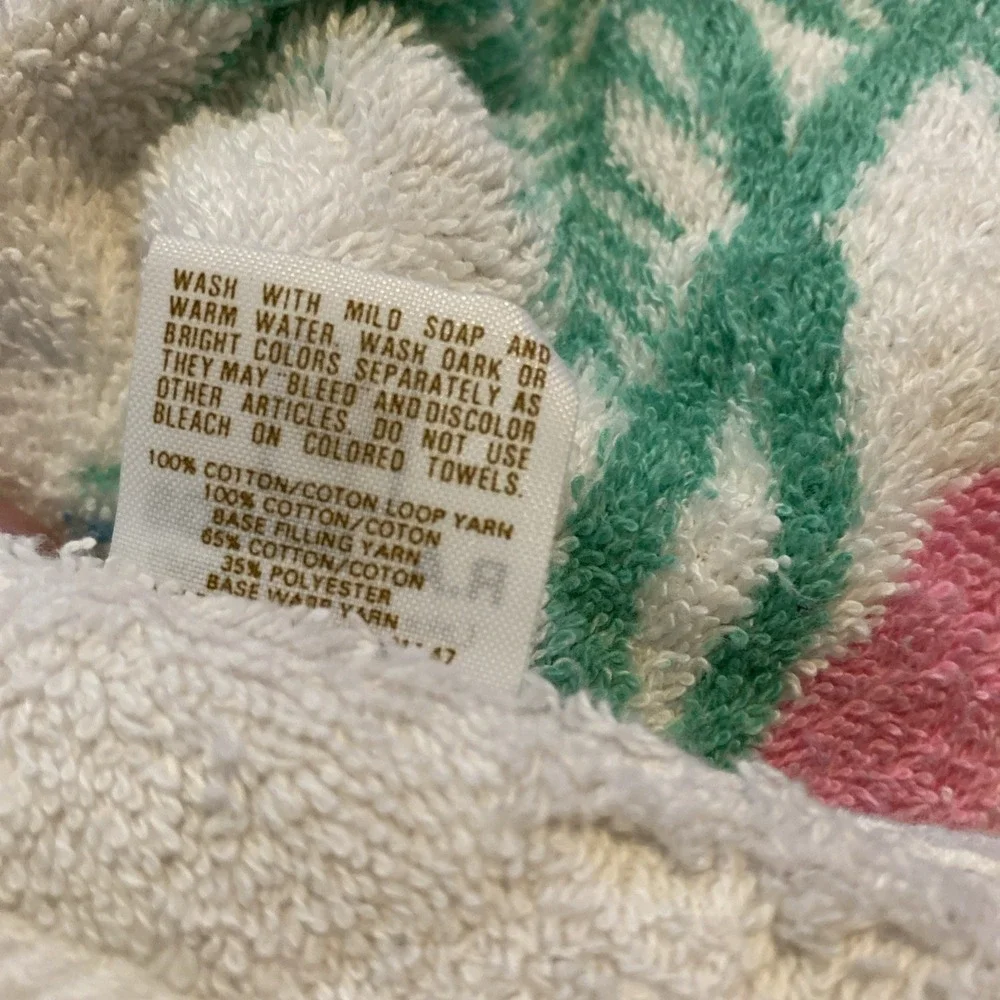 RA BRIGGS VINTAGE 2 PIECE TOWEL SET BATH TOWEL & WASHCLOTH FLAMINGO PRINT